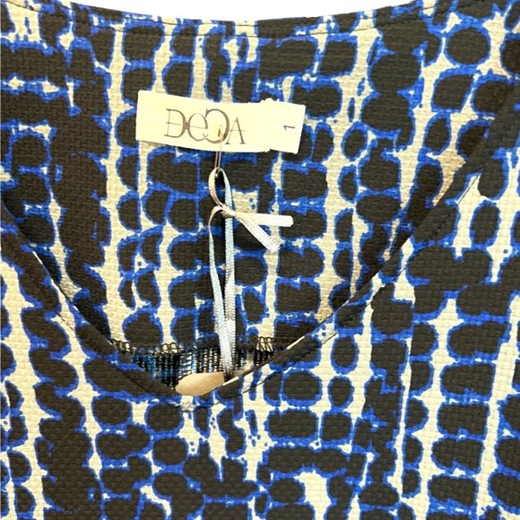 Deca Paris Longsleeve Printed Dress - Abstract Blue & Black Pattern Size S Made - Picture 5 of 5